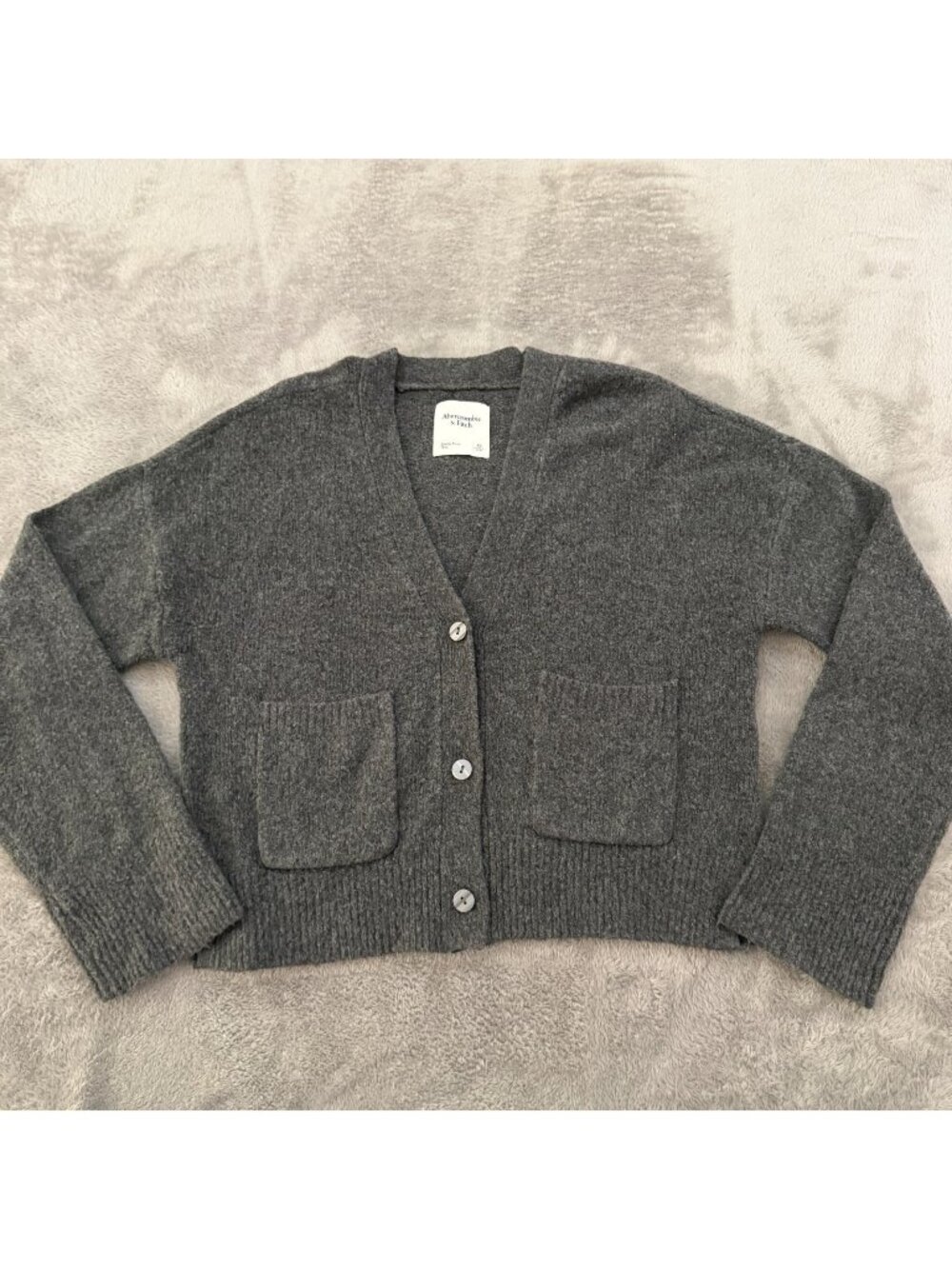 Abercrombie & Fitch Sweater Cardigan Womens XS Gray Long Sleeve Neutral